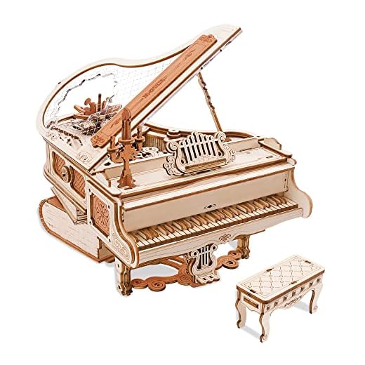 ROKR Puzzle 3D Madera Maquetas para Construir Adultos Rompecabezas Caja Musical Mágico de Piano Mecánico, Juegos de Construcción de Modelos Mecánicos, Manualidades para Adultos, Magic Piano