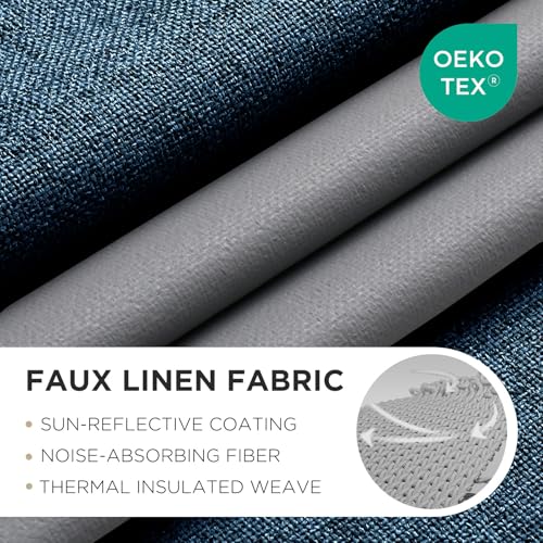 Joydeco Blackout Curtains 84 Inches Long 2 Panels Burg, Room Darkening Curtains for Bedroom, 100% Black Out Textured Thermal Drapes Privacy Protection 2 Panels Set(W52 x L84 Inch, Navy Blue) by Joydeco - Image 2