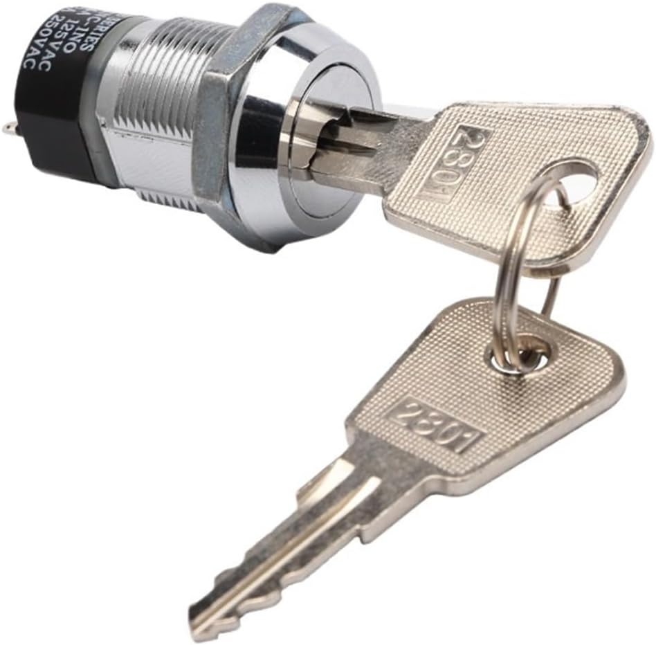 Elevator Lock 2801 Base Station Lock Power Lock Forklift mop Cap Type Waterproof Key Switch Power Lock zinc Alloy (Size : 2801A(Off- ON))