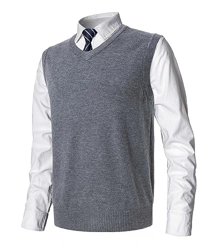MeiLayM Hombre Invierno Sin Mangas con Cuello En V Chaleco Casual de Negocios Casual Suéter Sin Mangas Punto Chaleco suéter Caballero Suéter Cardigans Tank Tops
