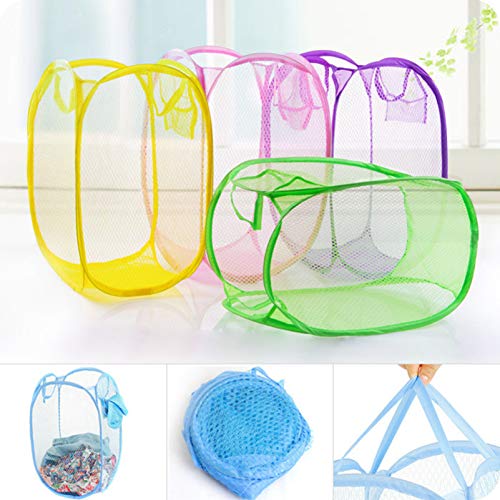 Image of Amosfun Collapsible Laundry Baskets Hamper mesh Basket Large- up hampers Foldable popup- Foldable Easy Open Mesh Laundry Clothes- Hamper Basket for College Dorm (Black)