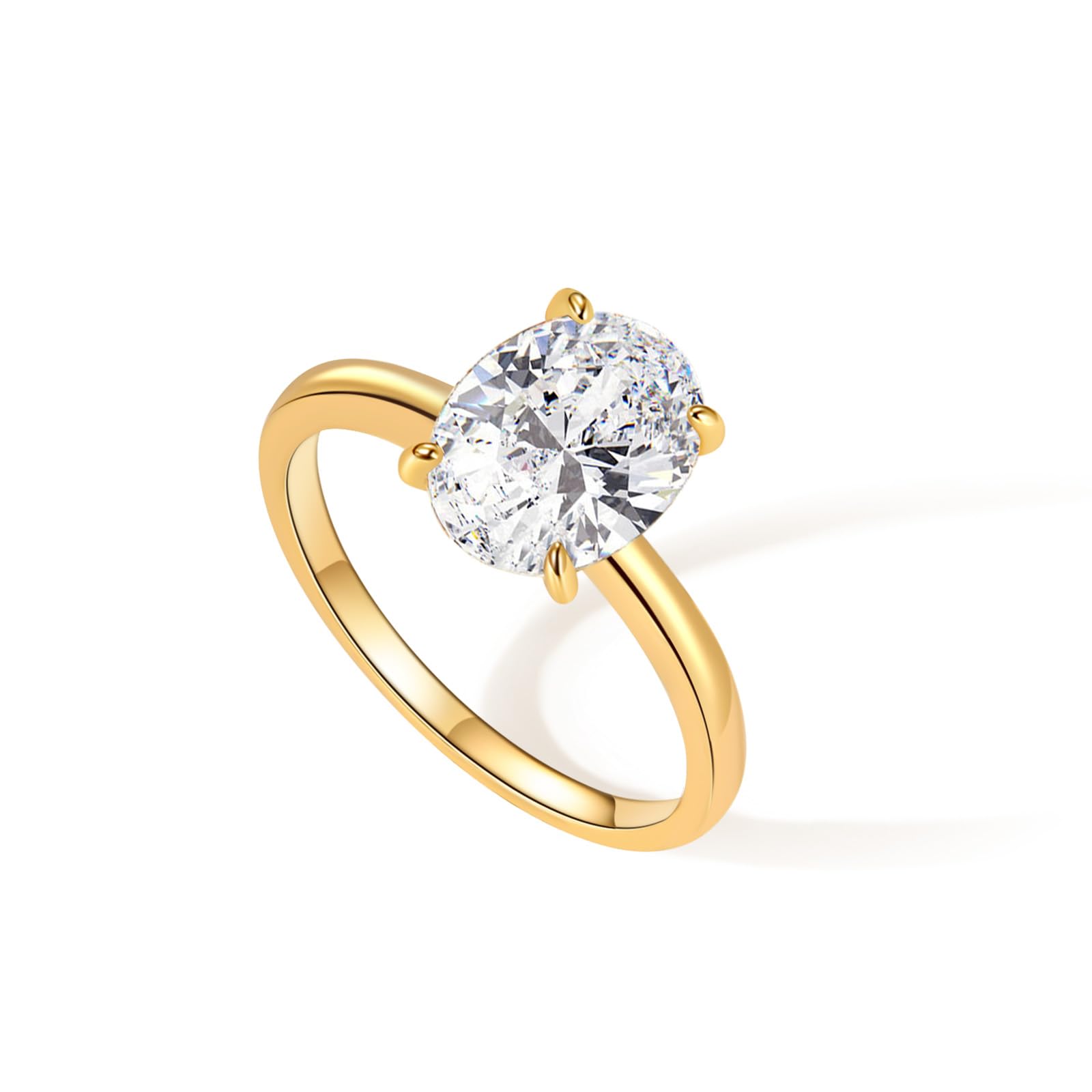 Engagement Rings for Women 14K Gold Plated Oval Cubic Zirconia Ring Dainty Gold Promise Ring Wedding Band Rings for Women Trendy Gold Jewelry