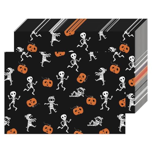 Bayson XX2405150003-DPP50 50 Pack Cute Skeleton Pumpkin Disposable Paper Placemats cover