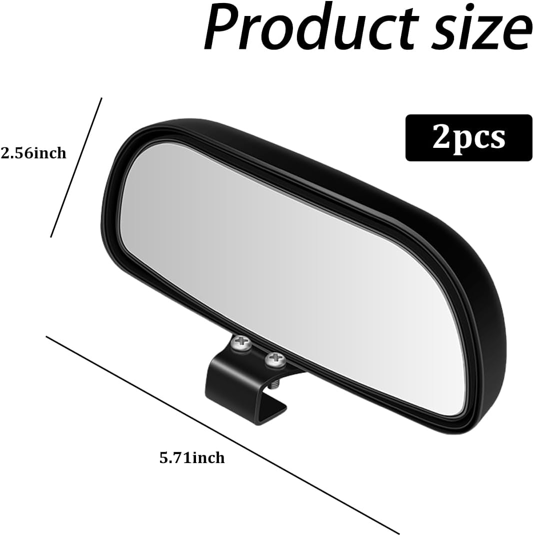 2PCS Car Blind Spot Mirror, 360° Adjustable HD Glass Convex Wide Angle Vehicle Blindspot Rear View Mirror, Automotive Rectangle Side View Blind Spot, Universal for Vehicles (Black)