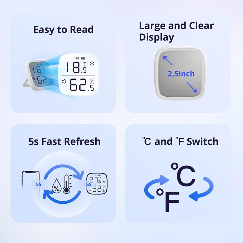 Capteur de température et d'humidité pour Zigbee, capteur de température et d'humidité avec écran LCD numérique, capteur SNZB-02D pour Alexa, surveillance à distance et domotique intelligente