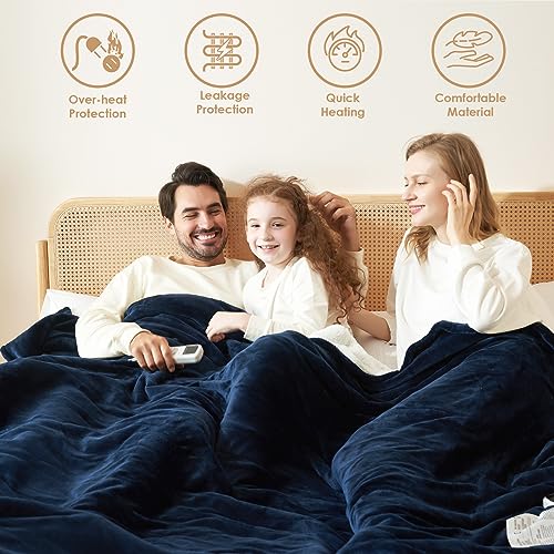 EHEYCIGA Heated Blanket - Full Size, 9 Heating Levels, Auto Off, Soft Cozy Sherpa, 72 x 84 Inches