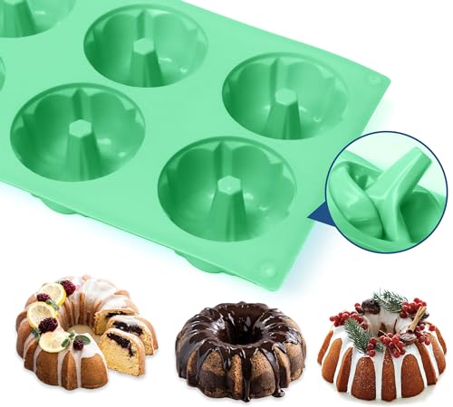 image for Zorazio 3Pcs Mini Bundt Cake Pan Silicone Original Bundt Pan, 6Cavity 