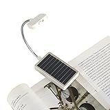 Glovion Solar Clip on Book Light LED Reading Light USB Rechargeable and Solar Powered,2 Brightness Settings Flexible Neck& Clip-on-White