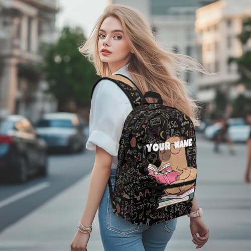 Capybara Backpack for Girls Personalized Backpacks, Teen Boy Custom Name Bookbags Initial School Bag, Casual Back to School Bookbags3
