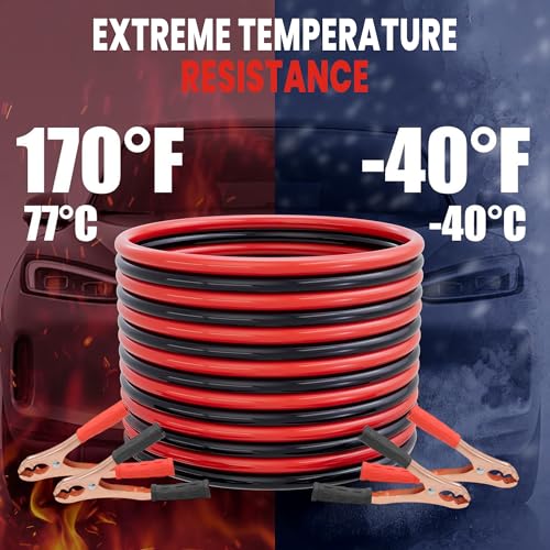 Image of Robustt 1000A Heavy Duty Jumper Cable for Car Battery | Jump Start Dead Batteries of Cars, SUVs, Vans & Trucks | 6.3 ft Copper Cable with Strong grip Copper Clamps | Comes with Storage Bag