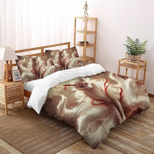 Parure de lit 3D avec taies 100% coton Le Renard Blanc Super King - 2