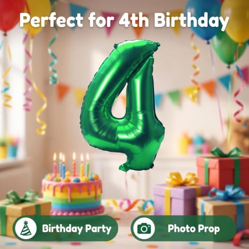 Image of YPSelected 32 Inch Large Foil Helium Number Balloon Birthday Wedding Party 0-9 (Green, 4)