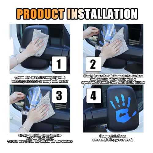 Image of 2PCS Car Wave Stickers, Wave Sign Decal Auto Waving Hand Stickers for Rearview Mirror Left Right, The Lazy Waver Car Decoration Compatible with Most Cars, SUVs (Green)