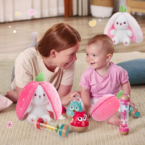 Image of Babique Reversible Bunny Rabbit with Chain Stuffed Plush Animal | Teddy Bear Soft Toy |Ideal for Birthdays & Special Occasions Girls /Boys, Baby Kids -Pink, 30Cm