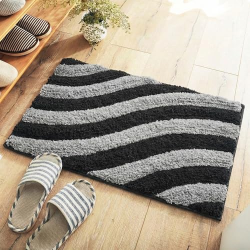 Image of Super Soft Microfiber 2800 GSM Bathroom Mat - Anti Skid, Quick Dry, Water Absorbent, Machine Washable - Floor Mat for Bedroom, Living Room, Doormat for Home (38 x 58 cm), Grey