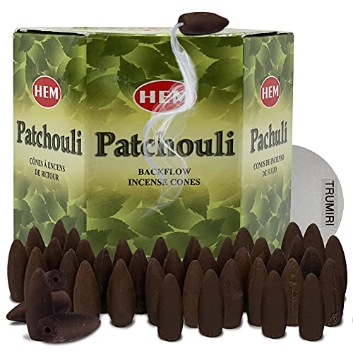 incense cones patchouli - Patchouli Backflow Incense Cones for Waterfall Aromatic Smoke Fountain Haze Falls and Mat Bundle