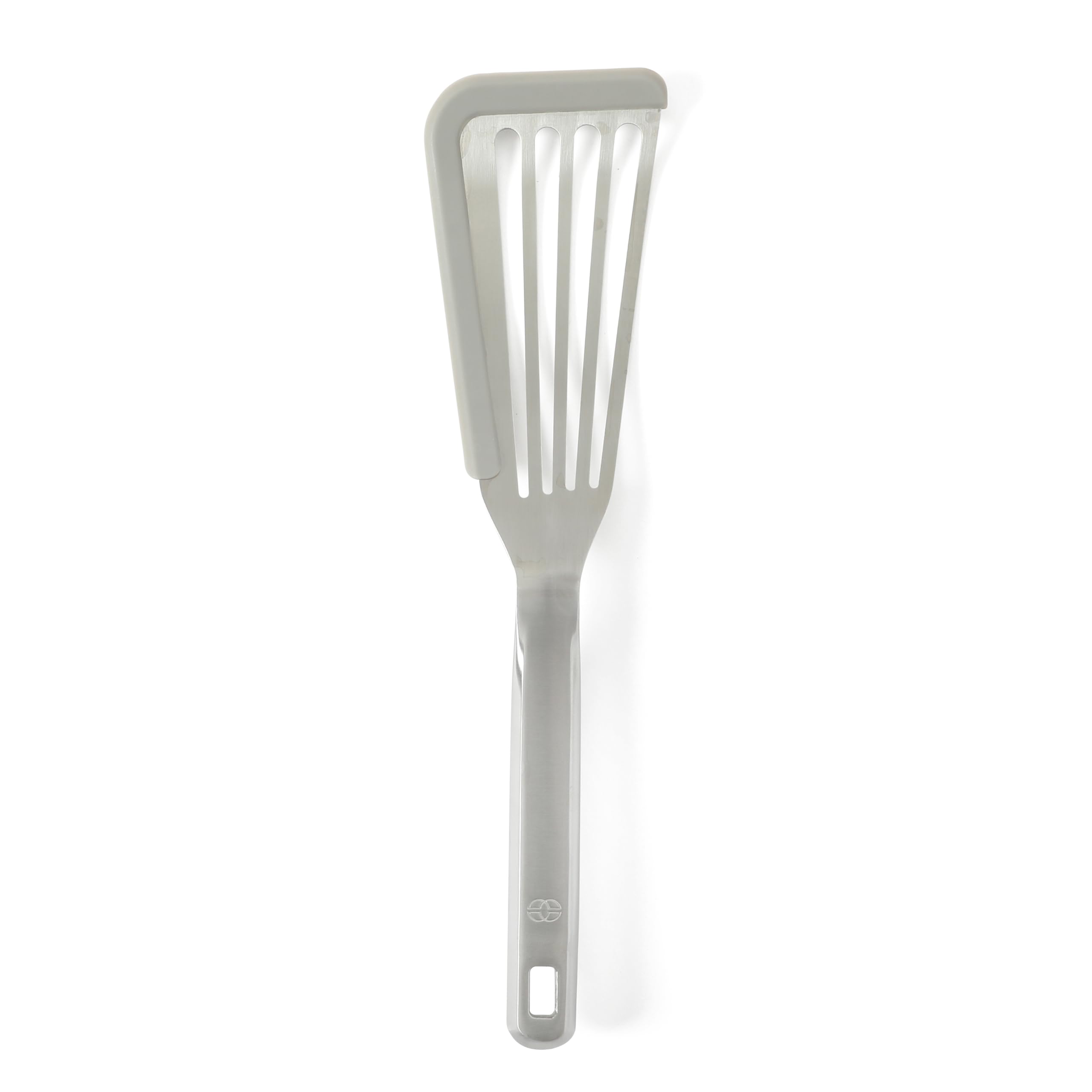 Calphalon Prime Slotted Fish Turner, Kitchen Flipping Spatula, Slotted Spatula, Stainless Steel Slotted Turner with Silicone High-Heat Resistant Handle, Cookware for Flipping and Draining (Taupe)