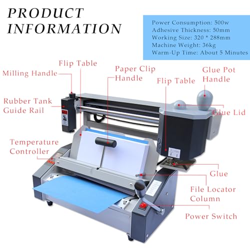 Encuadernadora eléctrica térmica para libros, encolado automático para álbumes de fotos, cuadernos, libros, capacidad de 800 hojas