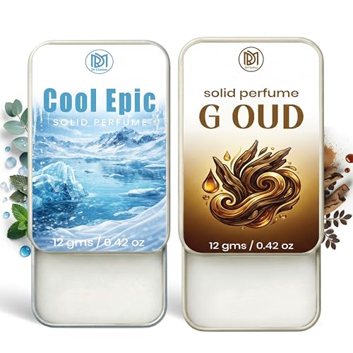 Image of Dr.Mashur Solid Perfume |G oud&Cool Epic Alcohol Free Wax Perfume Balm, Long Lasting | Pocket Tin 12g, Pack Of 2| Non Greasy Smooth Glide, Travel Friendly Men And Women