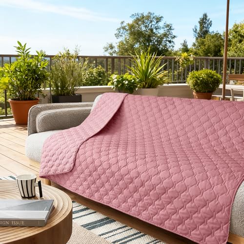 Image of gogobunny 3X Stronger Waterproof Pet Blanket, Scratch Proof Furniture Protector for Dogs Cats, Reversible Cover 52x82 Inch, Dark Pink /Light Pink