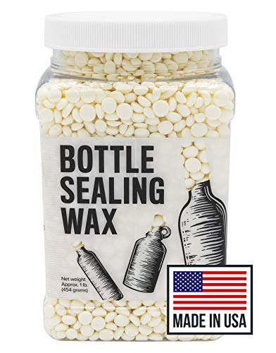 Blended Waxes, Inc. Bottle Sealing Wax 1 lb. Pastilles - Resilient and Versatile Bottling Wax For Wine, Beer, and Liquor Bottle Sealing - Seals Between 25-30 Bottles (White)