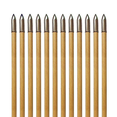 E5E10 33Inch Wooden Arrows Handmade Archery Target Arrows With Field Points For Recurve Bow Longbow Hunting Practice With Turkey Feather Fletching 12Pack (Red) #TOP4