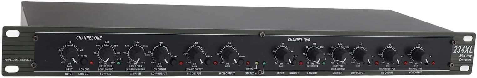 234XL Crossover Professional Stereo 2/3 Way Mono 4 Way Crossover with Premium Material, Easy to Use for Outdoor Stage Performance US Plug 110V