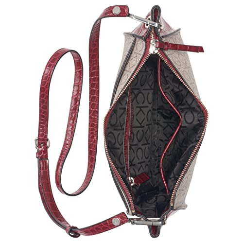 Image of Calvin Klein Reyna Crossbody, Almond /Taupe /Bloodstone Logo