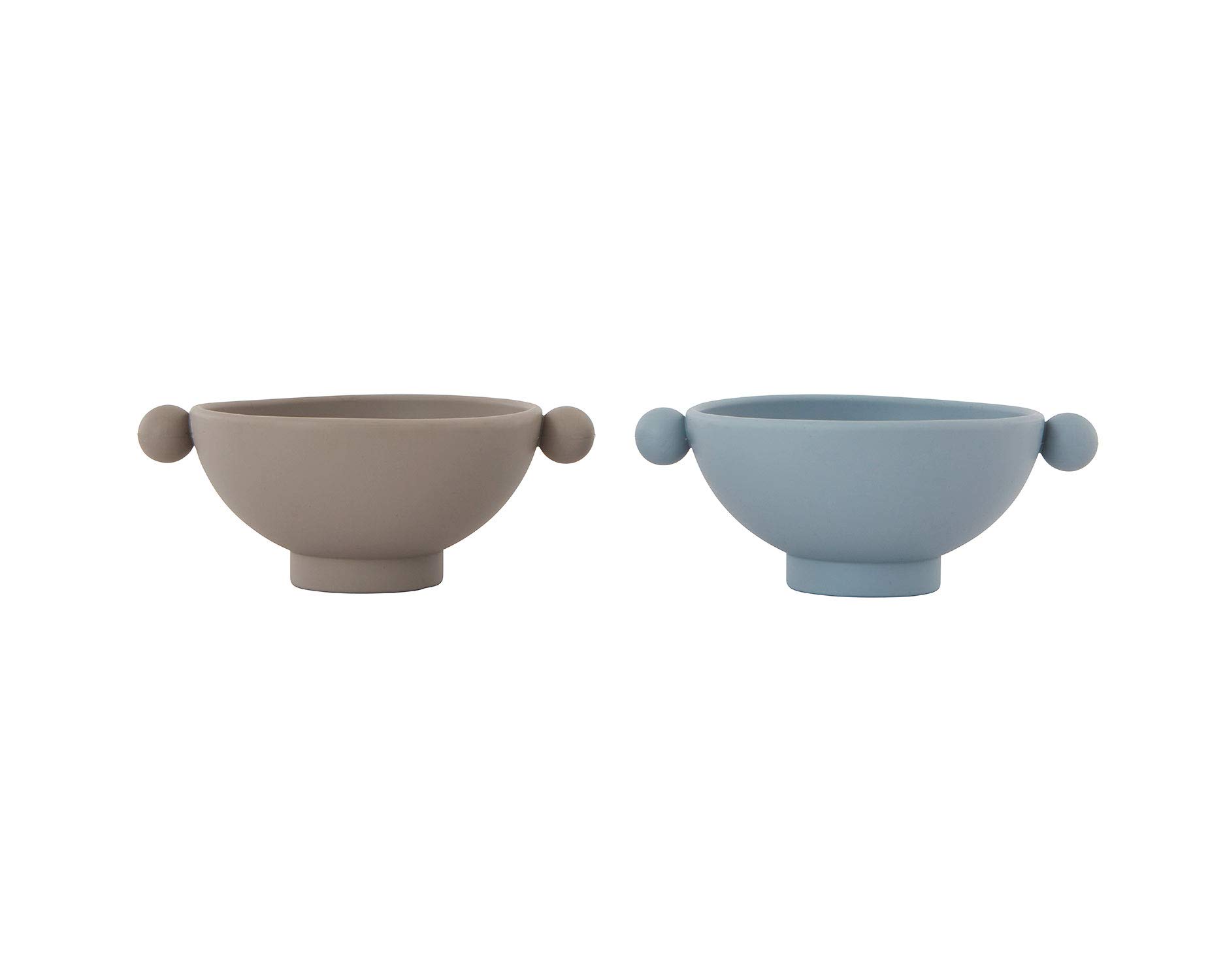 OYOYMini - Set of 2 Children's Bowls Silicone Blue and Earth Colours - Tiny Inka Bowl - 14 x 11 x 5 cm - Bowl for Children Non-Slip Dishwasher Safe Microwave Safe