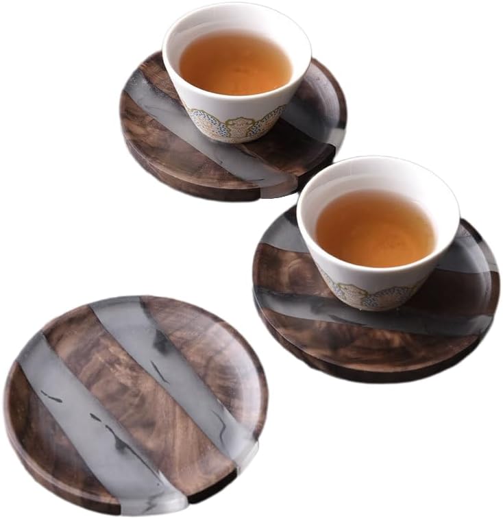 Unique Wood & Resin Coasters Set - 4 Drink Mats for Tabletop Protection, Elegant Decor for Home, Office & Bar Gift for Sister's mom Teacher