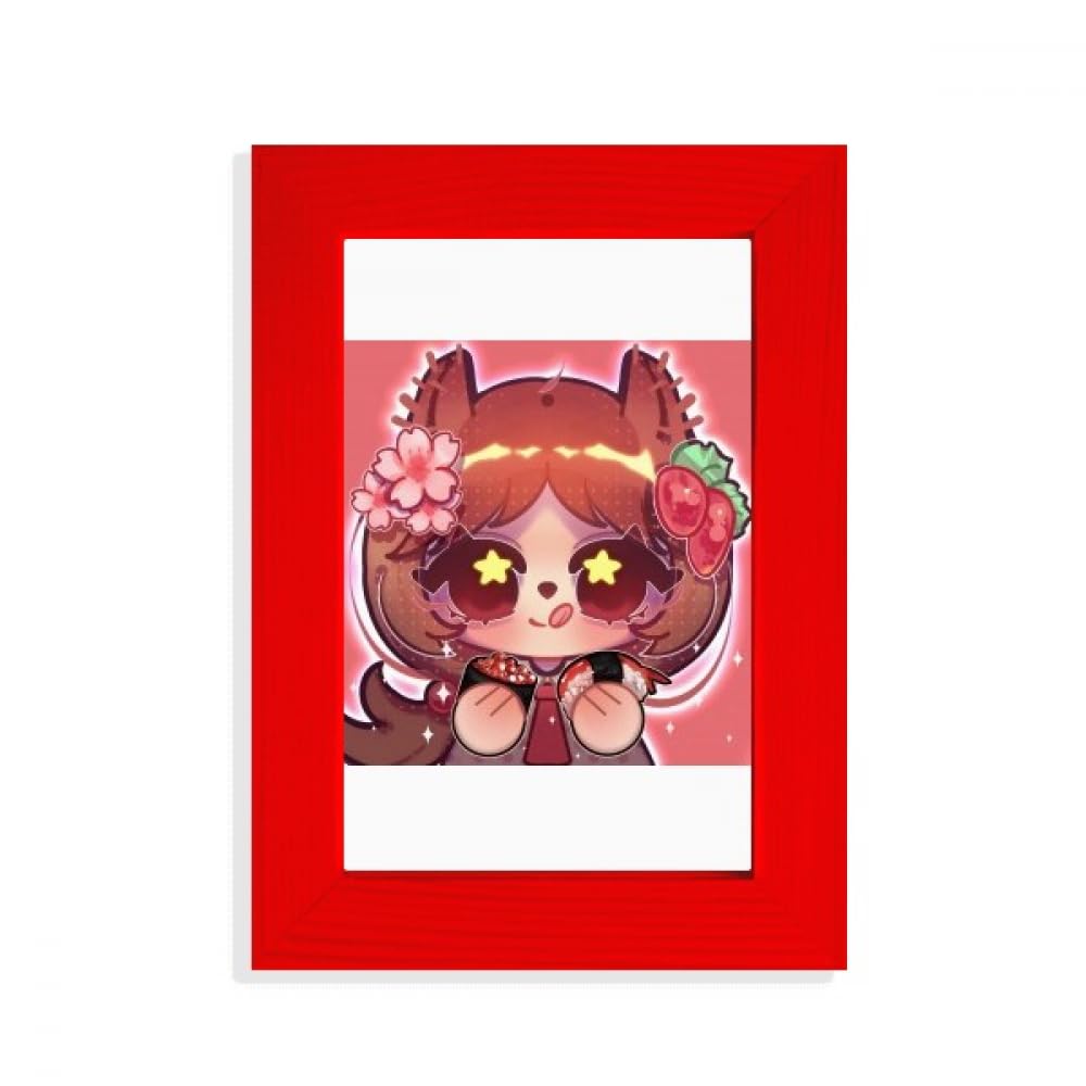 Cadre photo rouge écureuil japonais en bois pour décoration de restaurant sushi