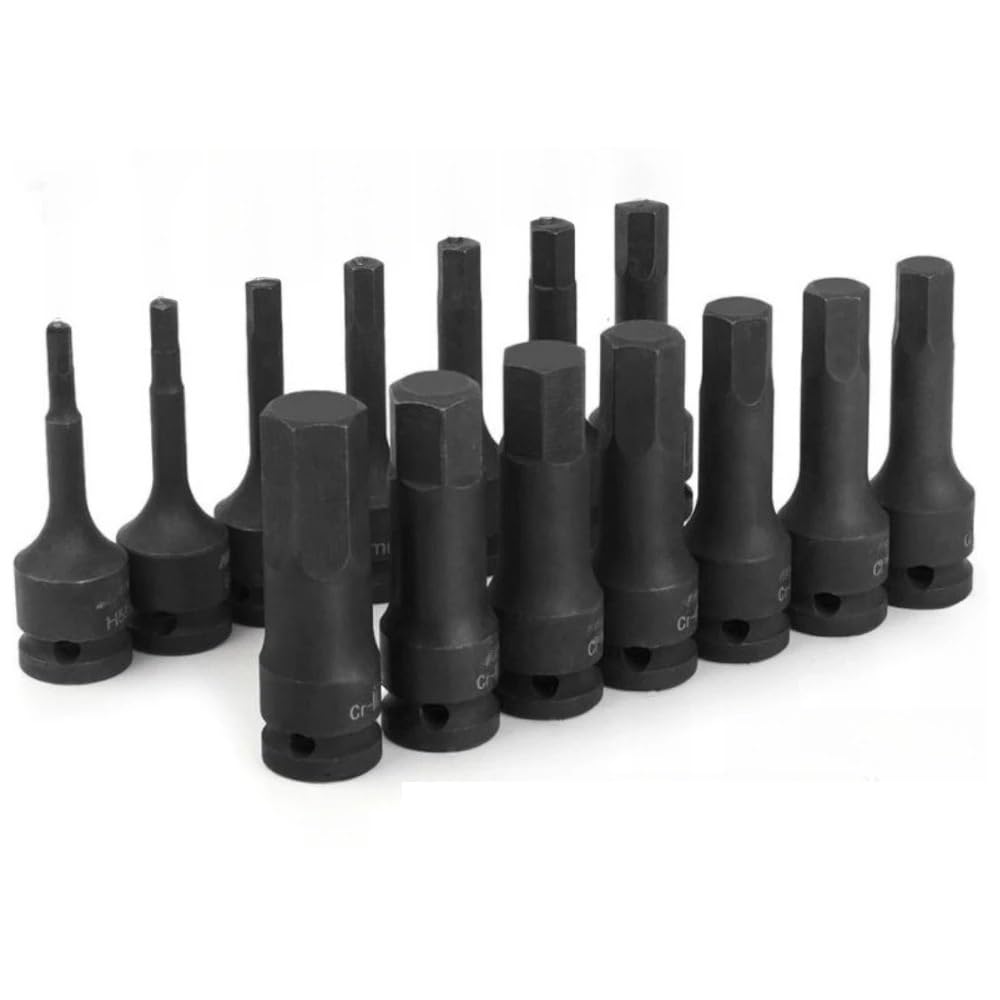 Ruxyoie 1/2 Inch Drive Impact Hex Socket Adapter Air Impact Wrench Hex Head Socket Bits H4-H14 H22 for Electric Drill(H7)