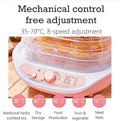 ZXLLAFT Elektro Obst Dörrautomaten Kompakt Dörrgerät Tragbarer Arbeitsplatten Trockner, BPA Freies 5 Tablett für Trockenfrüchte, Obst, Gemüse und Mehr (245 W) – Bild 6