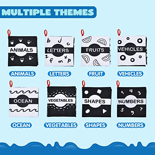 Joyin 8Pcs Baby Soft Books, Black And White High Contrast Crinkly Cloth Infant Books, Nontoxic Fabric Waterproof Newborn Toys, Toddler Educational Learning Toys Perfect For Baby Shower Birthday Gifts #TOP1