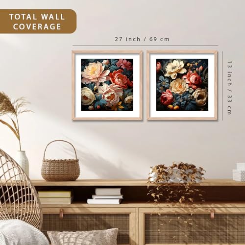 Image of kotart - Floral Painting for Living Room Bedroom Office Room Decor - Premium Digital Paintings with Frame for Home Decoration - Painting for Wall Decoration - Pack of 2 H