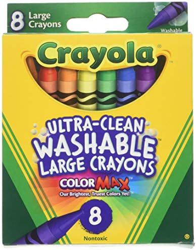 Crayola Washable Crayons, Large, 8 Colors/Box (52-3280) (4 Pack)