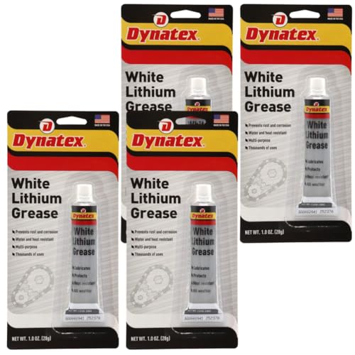 Image of Dynatex White Lithium Grease 1 oz Tube - Multi-Purpose Lubricant for Automotive, Garage Doors, Hinges, Chains, Latches (4-Pack)