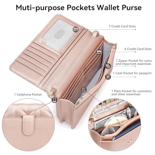 Image of nuoku Women Small Crossbody Bag Cellphone Purse Wallet with RFID Card Slots 2 Straps Wristlet