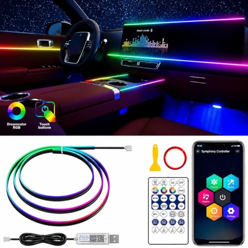 Image of AUTO SNAP Multicolor Music Controlled 111 CM Sound Activated Car Interior Decoration Dashboard Ambient Lighting USB K4 Magic Lights with Remote & Mobile Application Control
