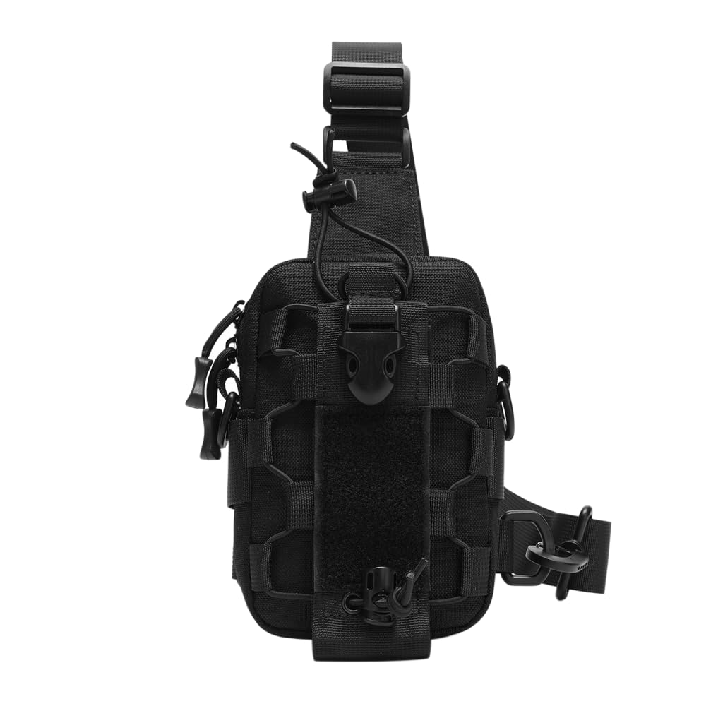 BDKMMS Small Sling Bag, MOLLE Chest Backpack with Adjustable Strap Waterproof Crossbody Waist Pack for Traveling, Cycling, Climbing, Hiking, Running