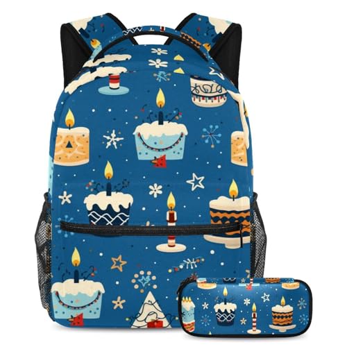 Cartable Hanoukka pour garçon et fille avec trousse scolaire et motifs bougies de dessin animé