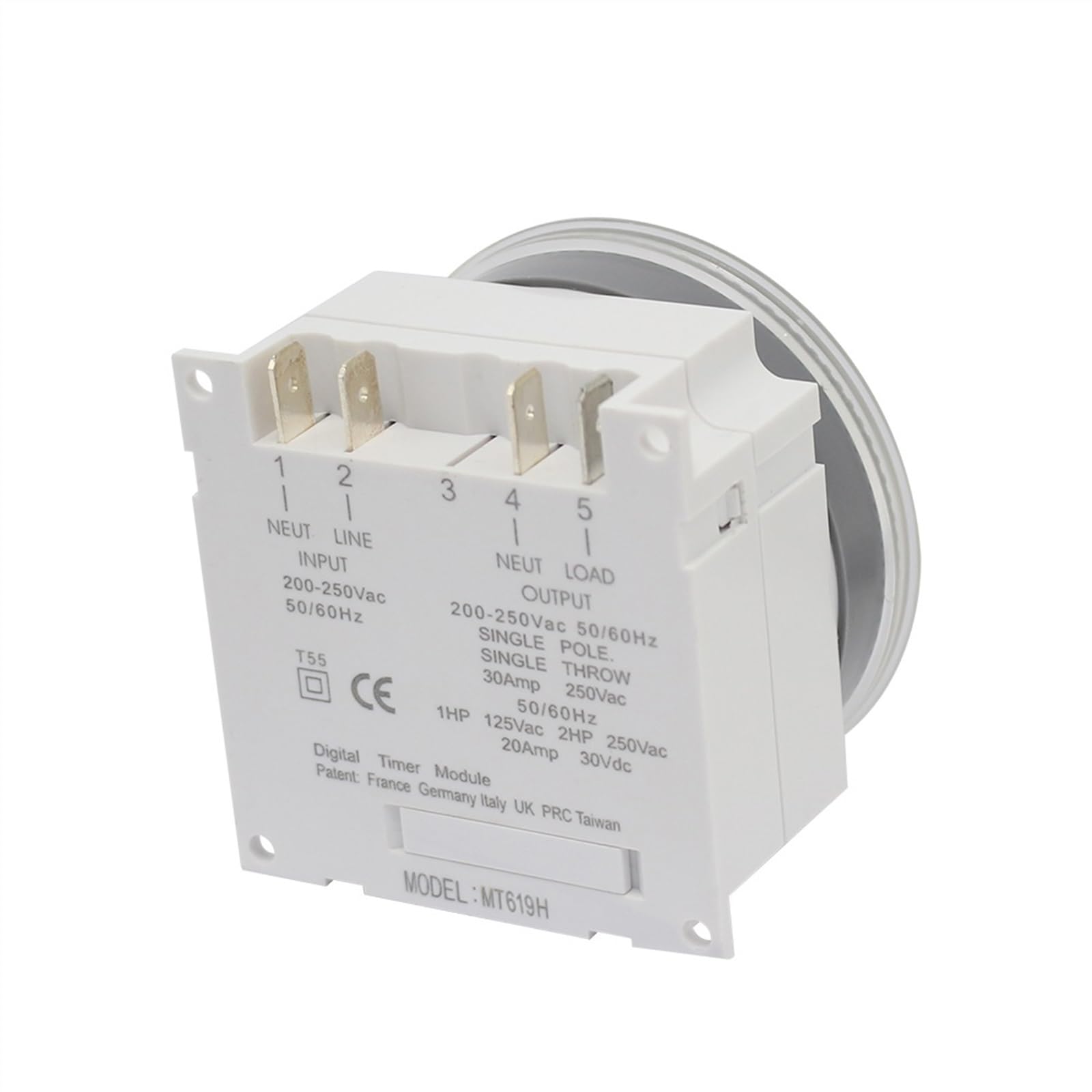 Interruptor temporizador Digital multiusos MT619 16A 30A con cubierta impermeable cableado fácil interruptor de tiempo programable de 7 días(16A 12VDC)