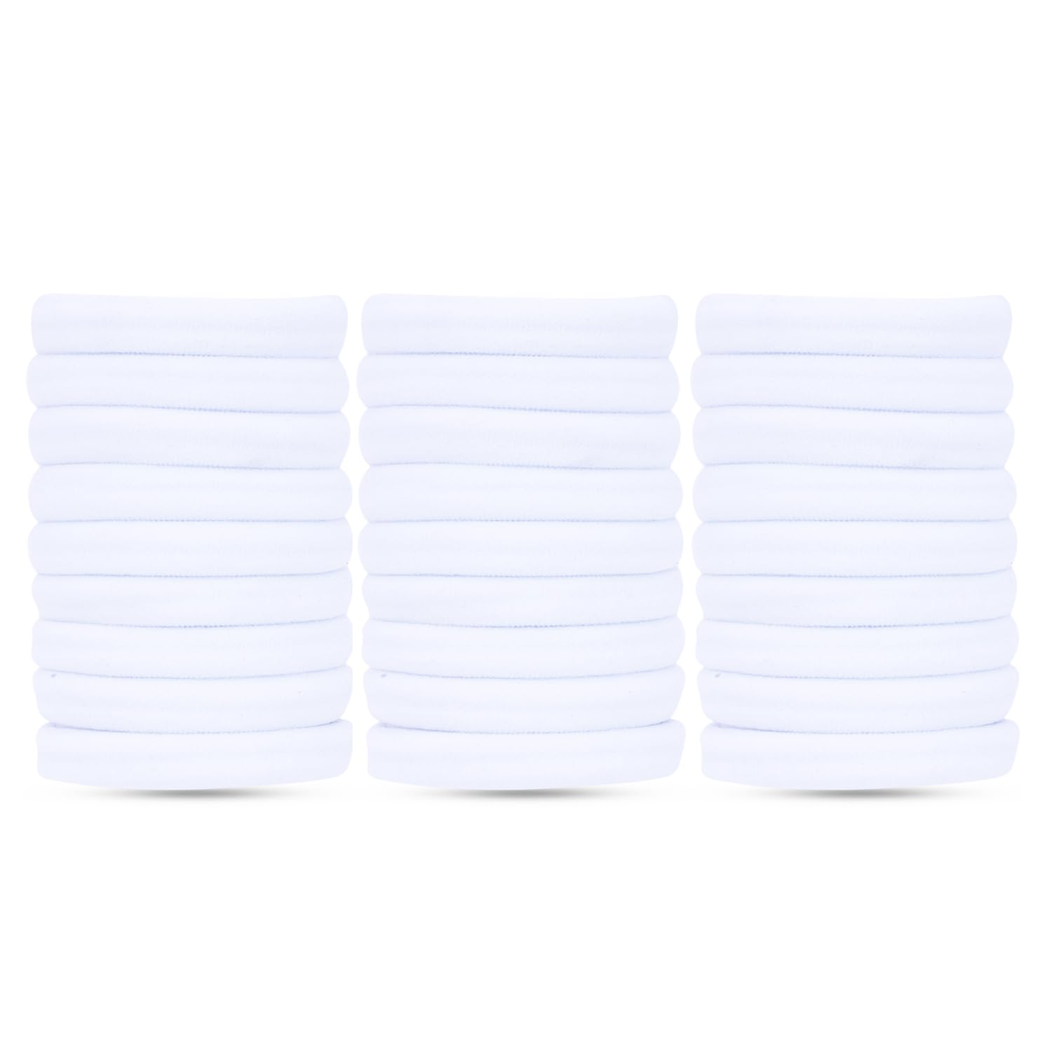 DIVERSA Elastic Hair Rubber Band Polytail Hair Ties For Women and Girls (White, Pack of 30 Pcs)