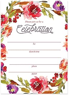 DB Party Studio Rustic Fall Floral Invitations with Envelopes ( Pack of 25 ) Any Occasion Large 5x7