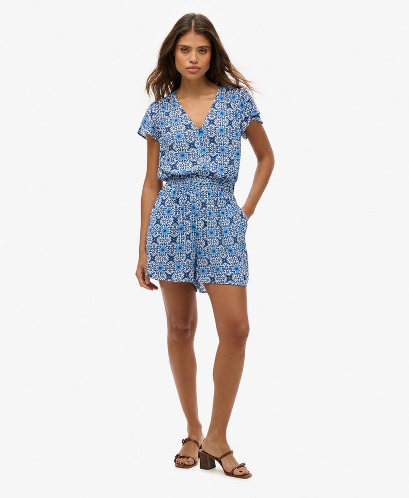 Superdry Combishort à manches courtes pour femme avec imprimé