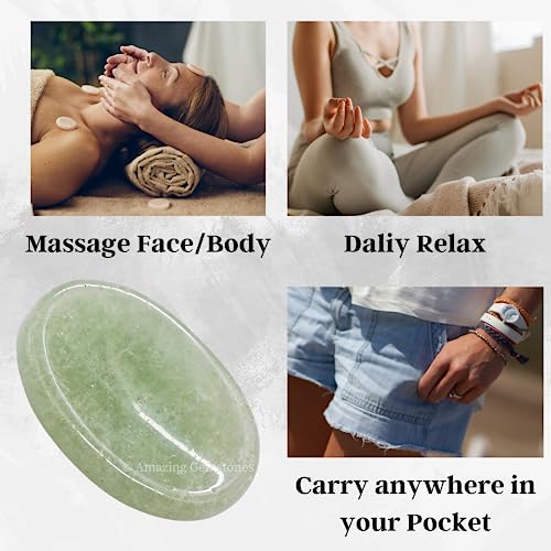 Image of Amazing Gemstone Green Aventurine Worry Stone Crystals and Healing Stones - Worry Stones for Stress Relief Gifts - Piedra Crystal Fidget for Meditation - Unique Stocking Stuffers and Birthday Gifts