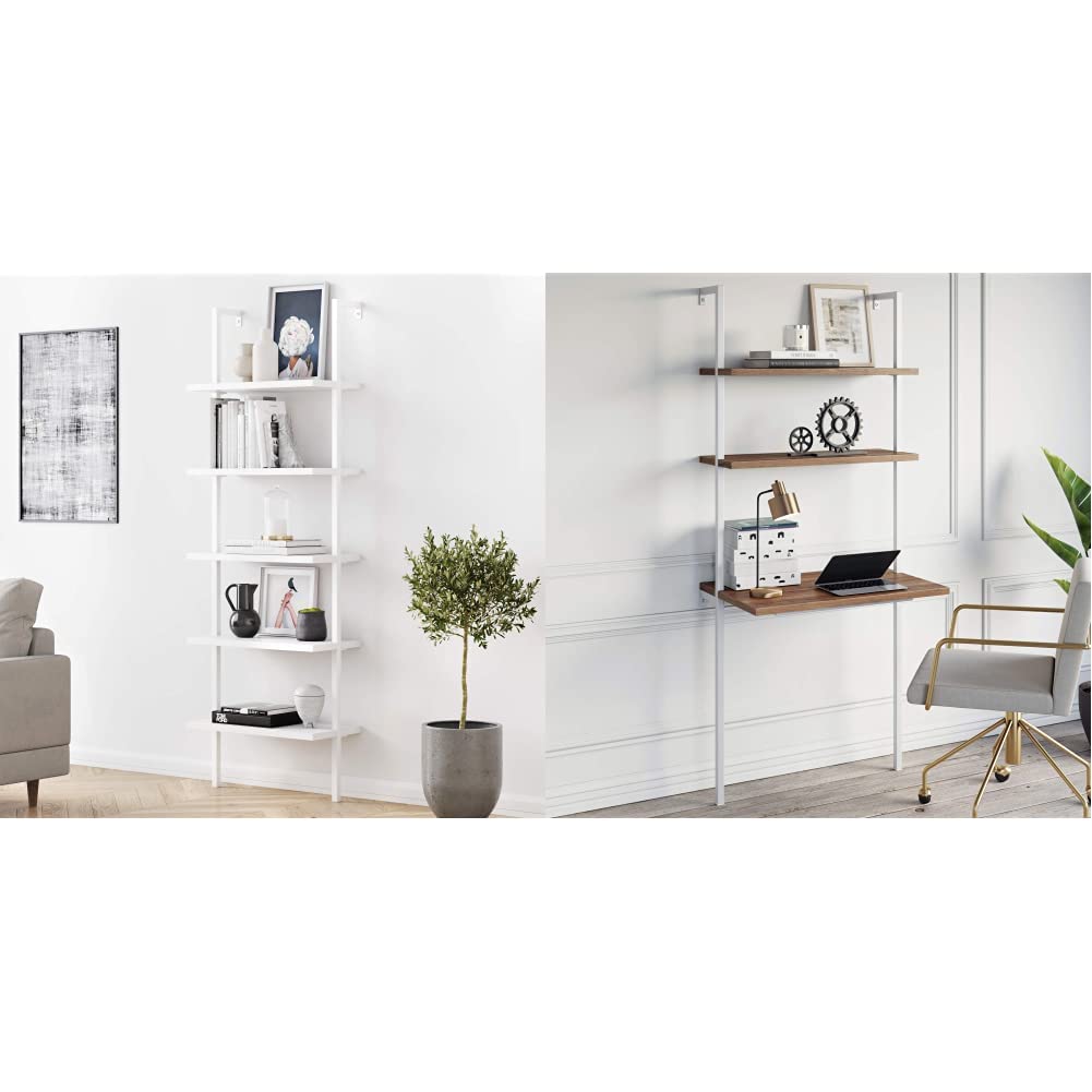 Nathan James 65506 Theo 5Shelf White Modern Bookcase, White & Theo 2