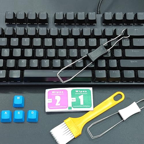 Atdcoek Keycap Puller Switch Pluller with Keyboard Cleaning Brush for Mechanical Keyboard, Stainless Steel Key Removal Tool - Thumbnail 2