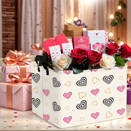 Image of Valentine's Day Basket Gift for Empty Cute Heart Large Storage Bin for Kid and Baby Room Decor (Red and Black)