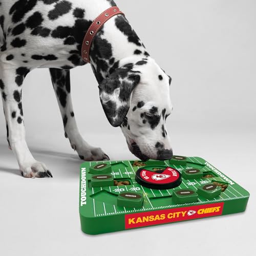 Image of Pets First NFL Kansas City Chiefs Large Puzzle Toy for Dogs, Slow Feeder Board for Pets, New Bigger Size, Interactive Doggie Treat Toy